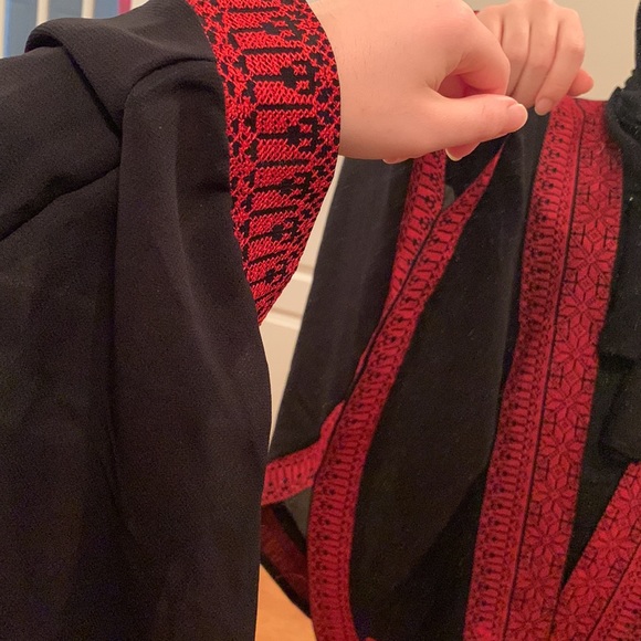 Arab Traditional Red Tatreez (Embroidery) Cape Jacket - Picture 12 of 17
